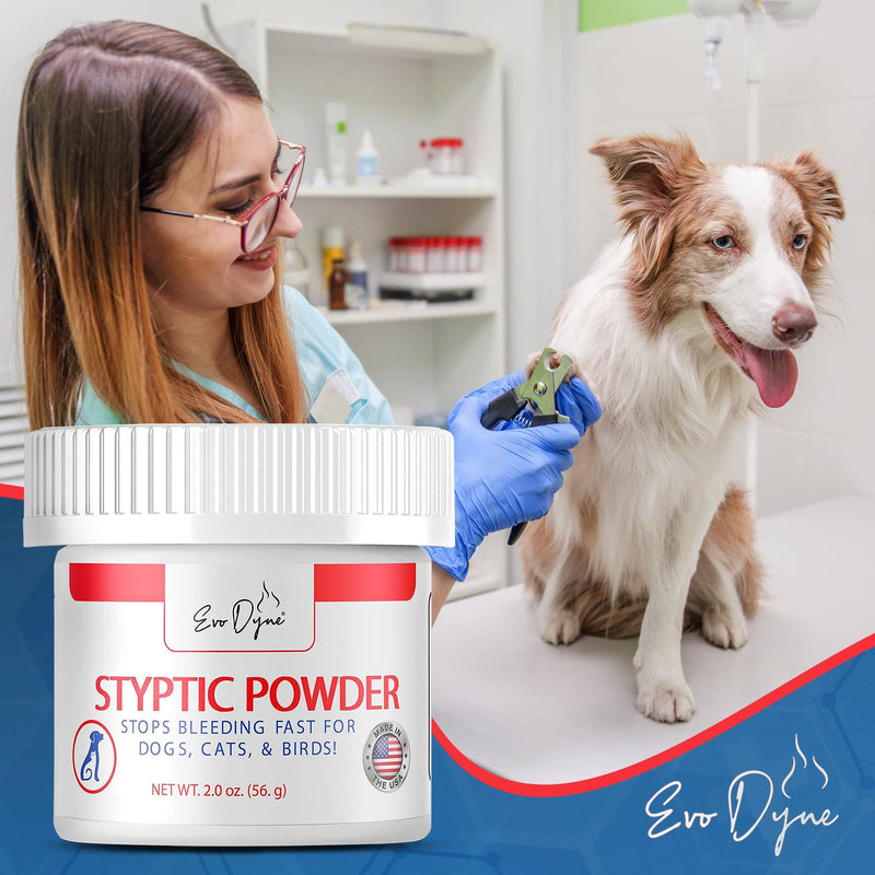 Evo Dyne Styptic Powder for Dogs, Cats, and Birds (2 oz) Fast-Acting Blood Stop Powder for Pets | Quick Stop Bleeding Powder for Dog Nail Clipping, Grooming, Cuts and More 1-Pack - BeesActive Australia