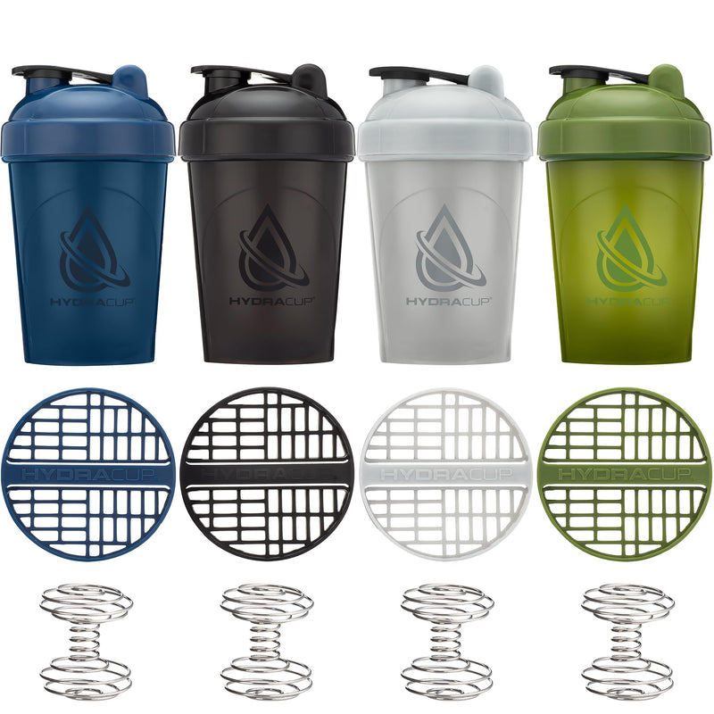 HydraCup [4 Pack] - 20oz Shaker Bottle for Protein Mixes, Barbell Blender Wire Whisk & Mixing Grid, Shaker Cup BPA Free 4 Pack Dark - BeesActive Australia