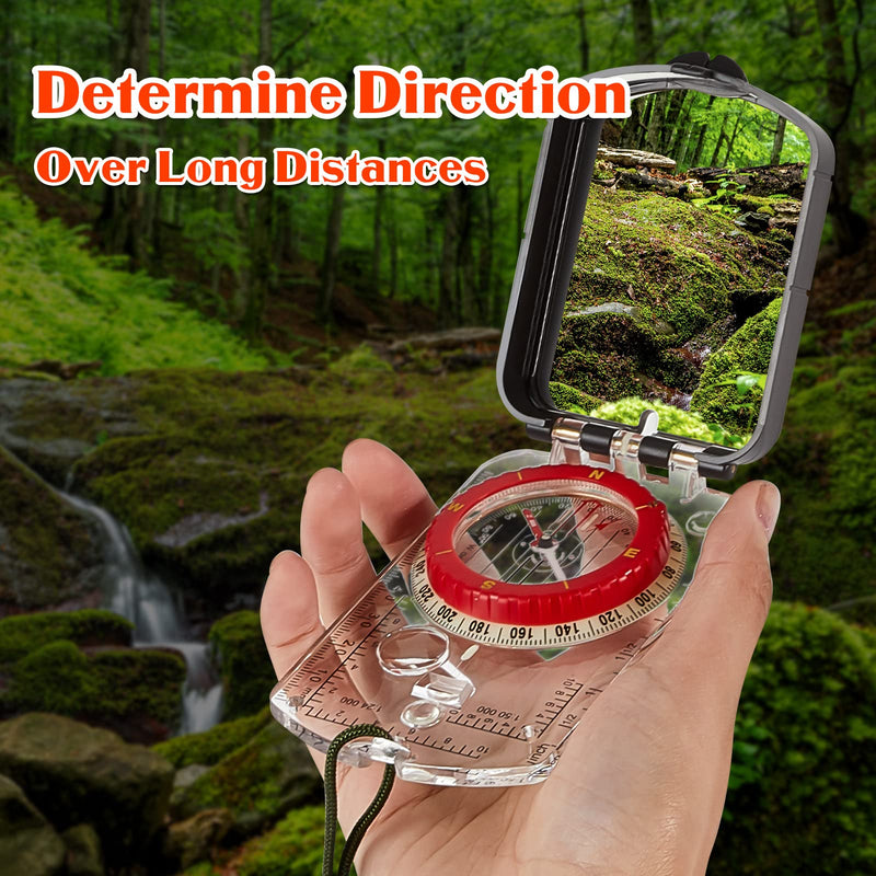 Xuhal 2 Pcs Sighting Compass Mirror Adjustable Declination Compass for Hiking Orienteering Compass Map Reading Compass for Kids Camping Backpacking Survival Navigation Hunting Mountaineering - BeesActive Australia
