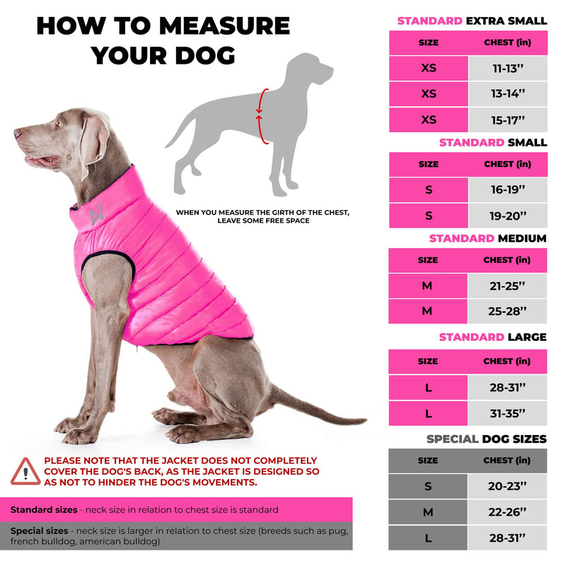 Lightweight Reversible Winter Dog Coat - Warm Dog Jacket - Water Resistant Windproof - Insulated Dog Jacket for Small, Medium & Large Dogs - Comfortable Dog Puffer Vest S (standard): Chest 16-19" Pink Purple - BeesActive Australia