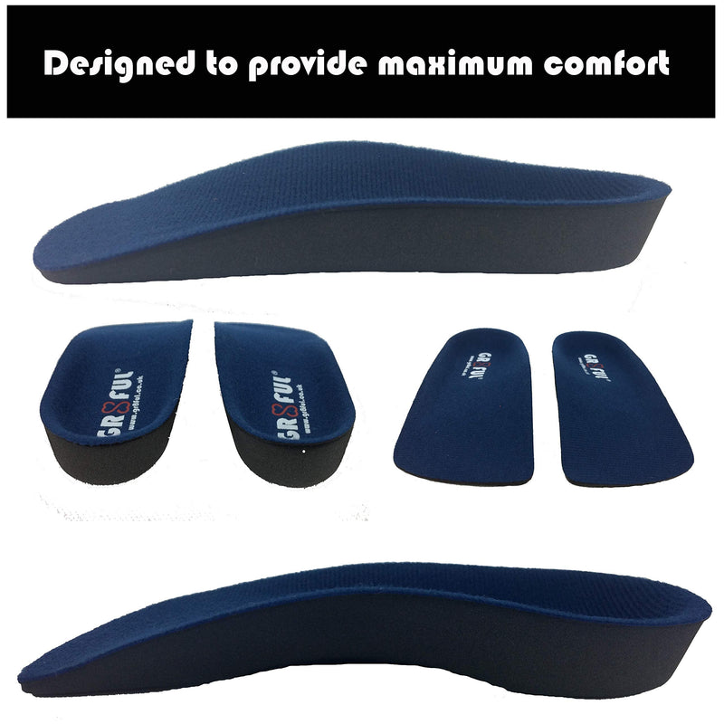 gr8ful® Orthotic Insoles for Plantar Fasciitis / Achilles Tendonitis | 1 pair | 3/4 length | Arch Support for Over Pronation & Flat Feet - Reduce Heel, Knee & Back Pain | Men Women Kids Running M M (1 Pair) - BeesActive Australia