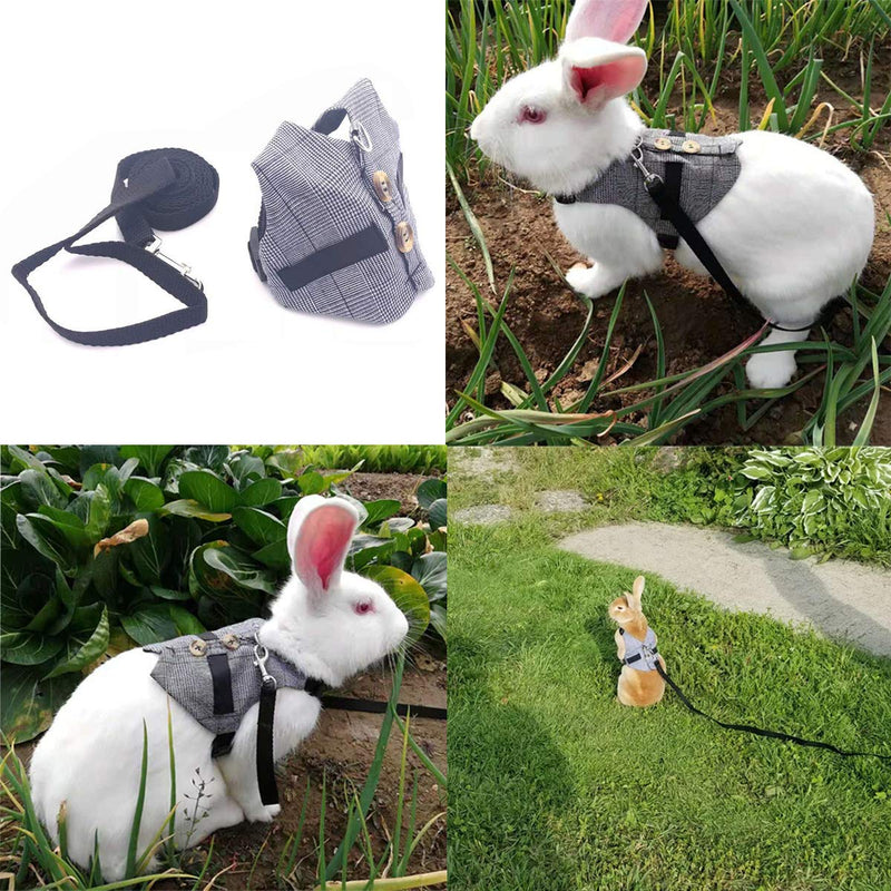 Wontee Rabbit Vest Harness and Leash Set Adjustable Formal Suit Style for Bunny Kitten Small Animal Walking Medium - BeesActive Australia
