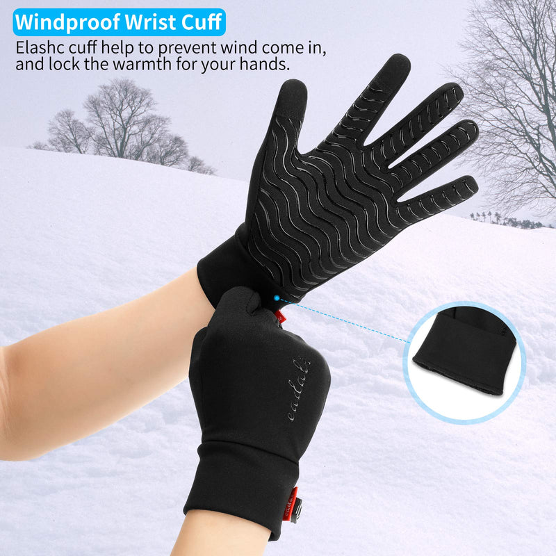 Eadali Winter Gloves Warm Touchscreen Gloves Lightweight Windproof Running Mittens Liners for Driving Training Fitness Exercise Small Black-a - BeesActive Australia