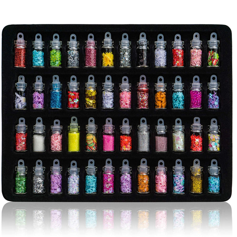 SHANY 3D Nail Art Decoration Mini Bottles - 48 Glass Bottles With Free Nail Art Tweezer - BeesActive Australia