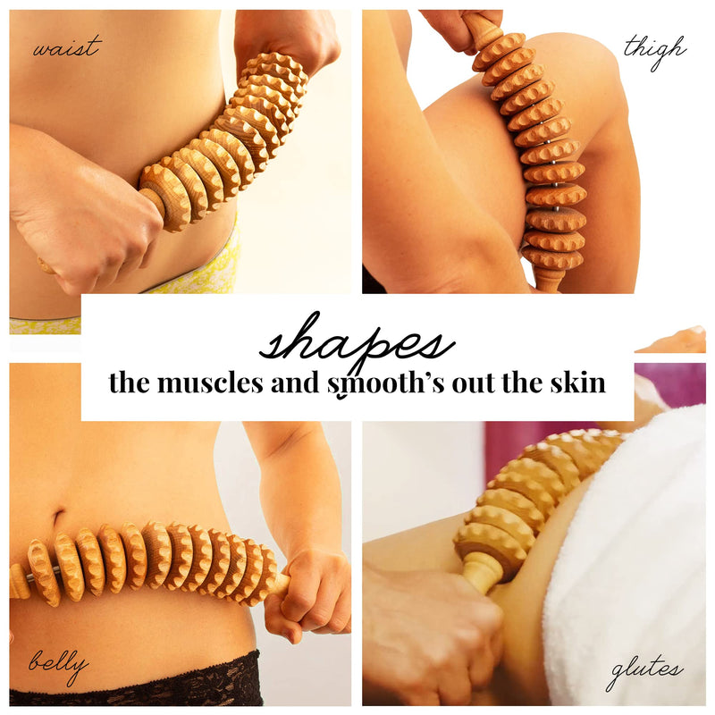 Tuuli Accessories Anti Cellulite Massage Roller Tool Massager Thigh Maderotherapy Wooden - BeesActive Australia