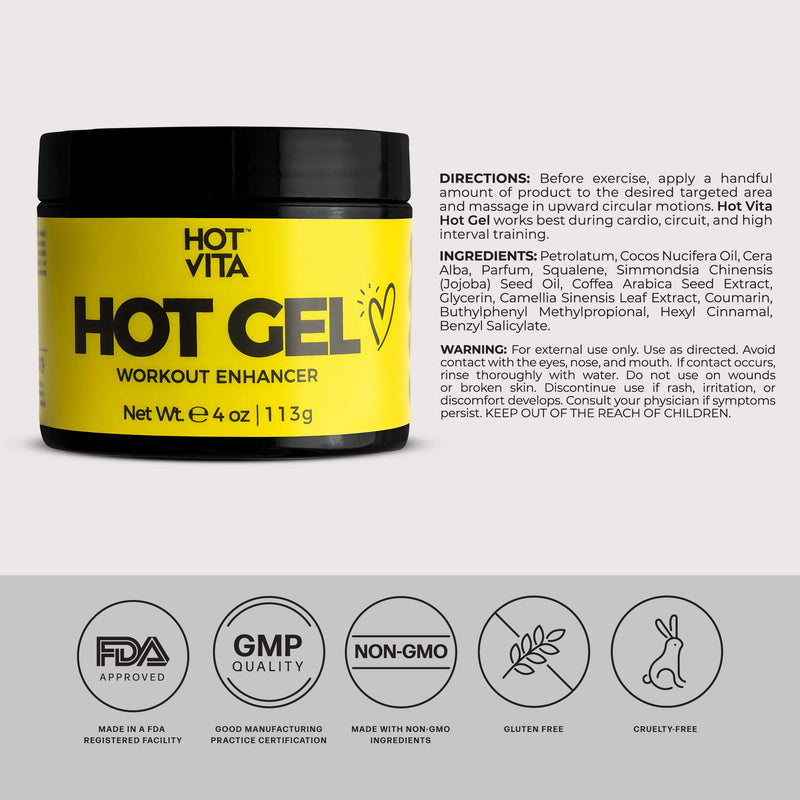 Hot Vita Hot Gel – Sweat Cream Workout Enhancer Belly Slimming Gel (4 oz) 4 Ounce (Pack of 1) - BeesActive Australia