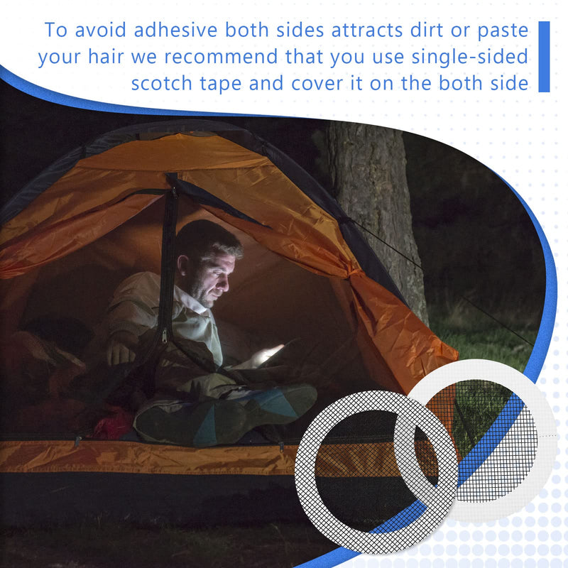 20 Pcs Tape Repair Patches, 3 inches Mesh Patches Outdoor Tent Patch Kit Portable Screen Tape Mesh Repair Black Tent Mesh Repair Kit Round Screen Tent Repair Kit for Camping Hiking Supplies - BeesActive Australia