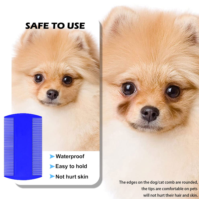 SKYPIA 3 Packs Combs Double sided Pet Combs Grooming Flea Tick Lice Dandruff Removal Fine Tooth Hair Combs for Cats Dogs Puppy (Blue) Blue - BeesActive Australia