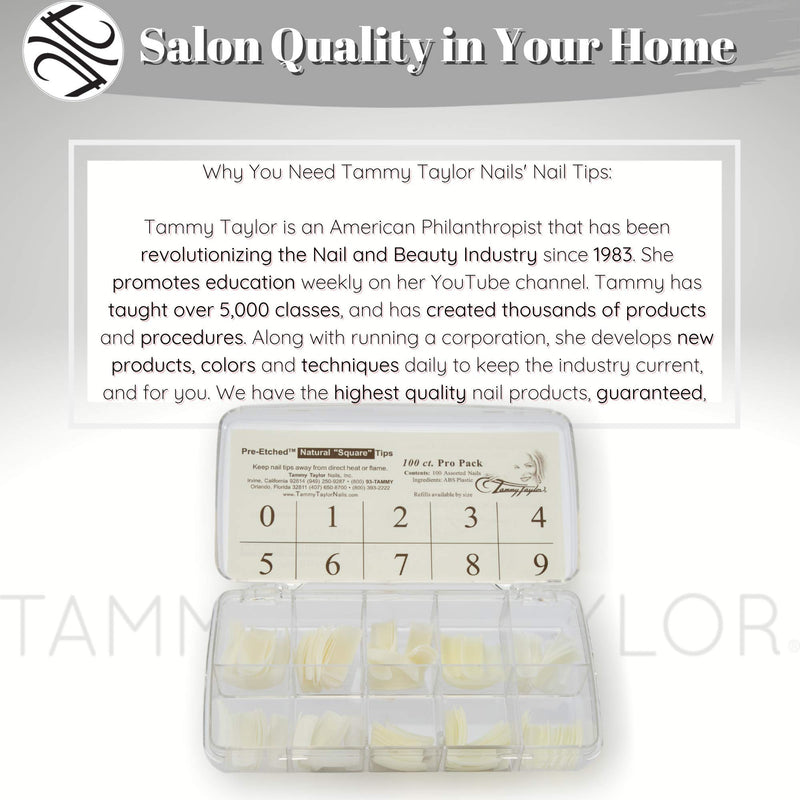 Tammy Taylor Pre-Etched Whitest-White Square Nail Tips | Will Not Crack or Shrink, With Double The Strength of Standard Tips | Home & Pro Application (100ct) 100 Whitest White - BeesActive Australia