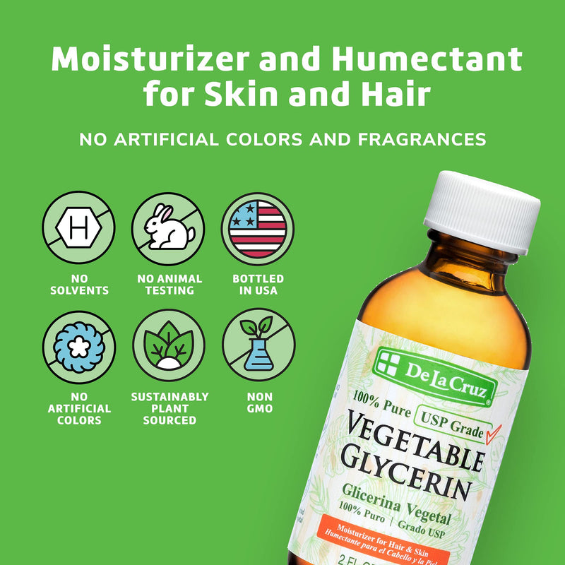 De La Cruz Vegetable Glycerin, 100% Pure Liquid Glycerine USP Grade for Hair, Skin and DYI Projects 2 FL. OZ. - BeesActive Australia