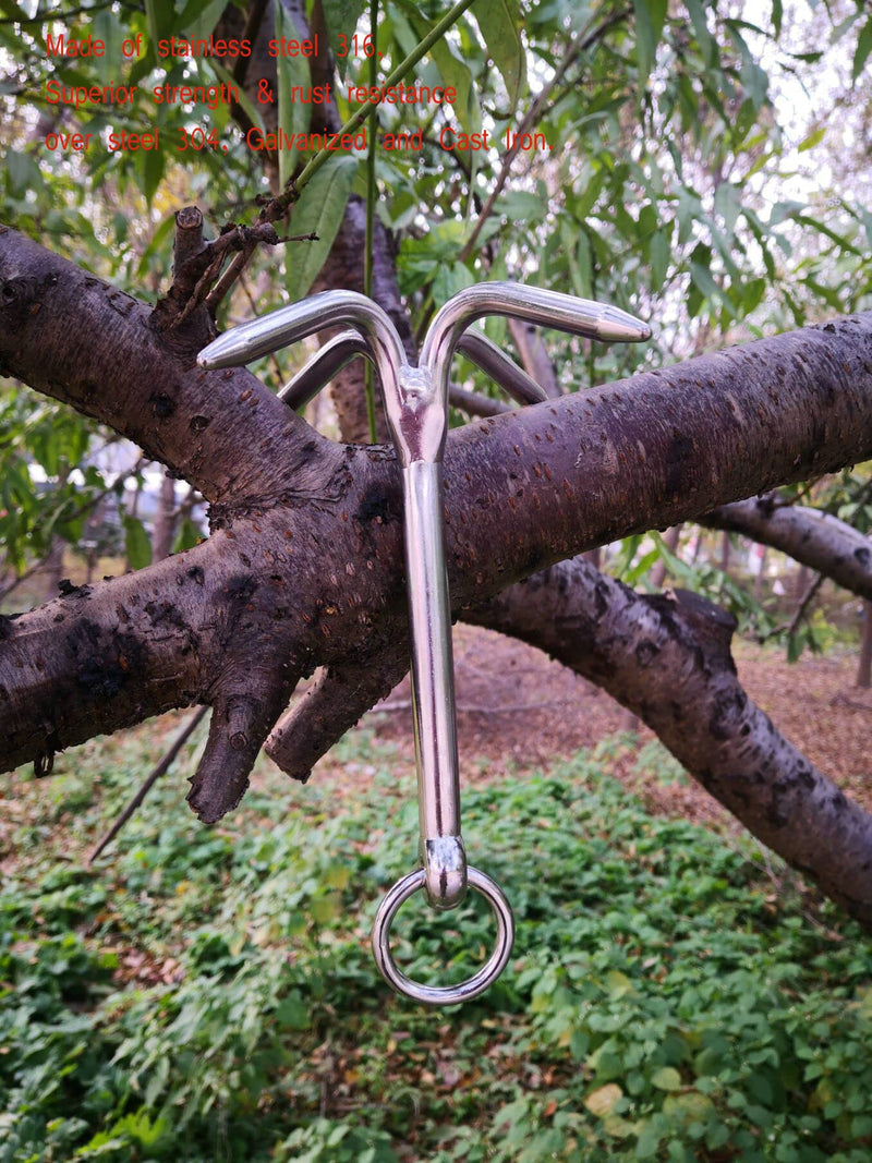 JY-MARINE 9" Heavy Duty Stainless Steel 316 Grappling Hook with 4-Claw Stainless Steel Climbing Hooks for Anchor Retrieving, Outdoor Hiking, Tree Limb Removal,Boat Anchor - BeesActive Australia