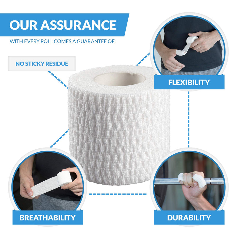 Oly Grip: Weightlifting Thumb Hook Grip Cotton Tear Stretch Tape (6 Rolls) - Weight Lifting - Crossfit - Gymnastics - Keep Fingers and Hands Safe During Workout White - BeesActive Australia