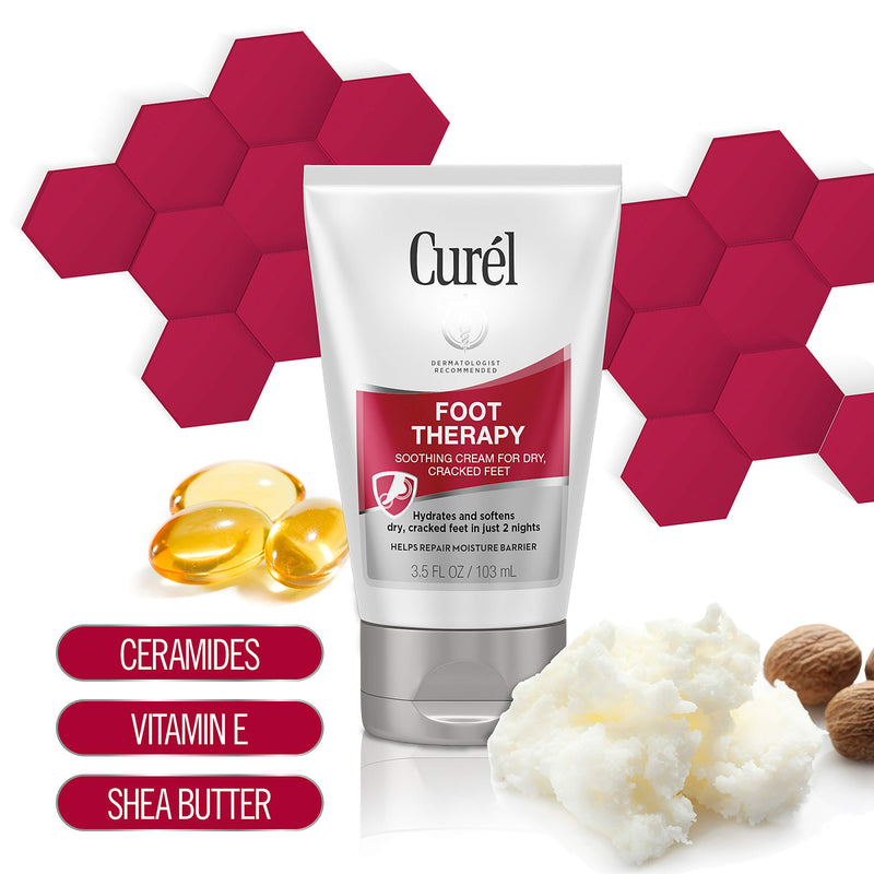 Curél Foot Therapy Cream, Soothing Lotion for Dry, Callused Feet and Cracked Heels, Quick Absorbing, Humectant Moisturizer, 3.5 Ounce, with Shea Butter, Coconut Milk, and Vitamin E - BeesActive Australia