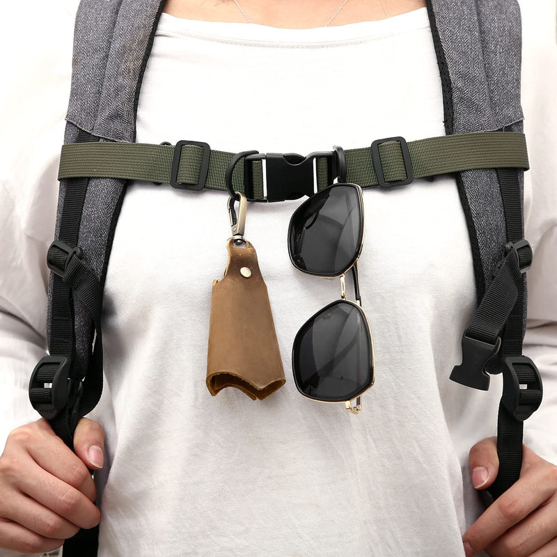 2 Pcs Adjustable Backpack Sternum Straps Chest Belt Hardness Strap with Anti-slip Fixed Clips and Quick Release Buckles for Camping Hiking Jogging(2 Pack /Army green) Army Green - BeesActive Australia