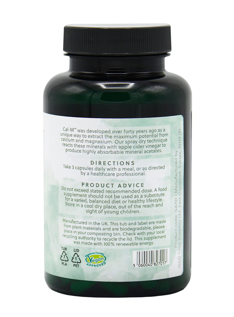 Cal-M Capsules | Calcium & Magnesium Blend with Cider Vinegar | Cal-mag Supplement | 120 Vegan Capsules | G&G Vitamins - BeesActive Australia