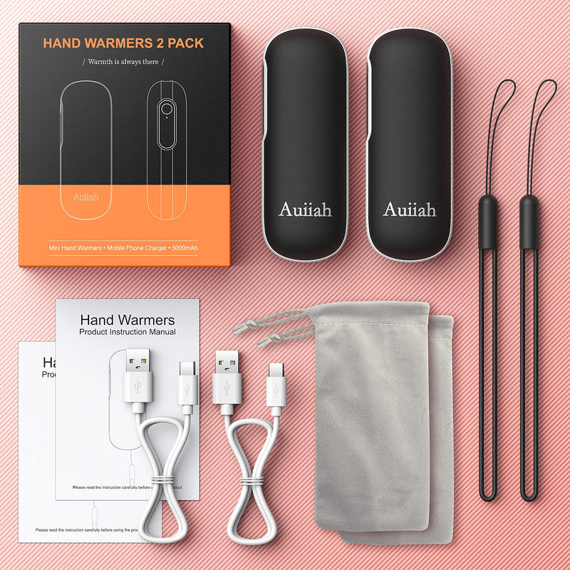 Hand Warmers Rechargeable 2 Pack, 5000mAh Electric Hand Warmer Power Bank, Portable USB Reusable Pocket Handwarmers, Heat Therapy Great for Outdoor Camping Golf Raynauds, Gifts for Women, Men - BeesActive Australia