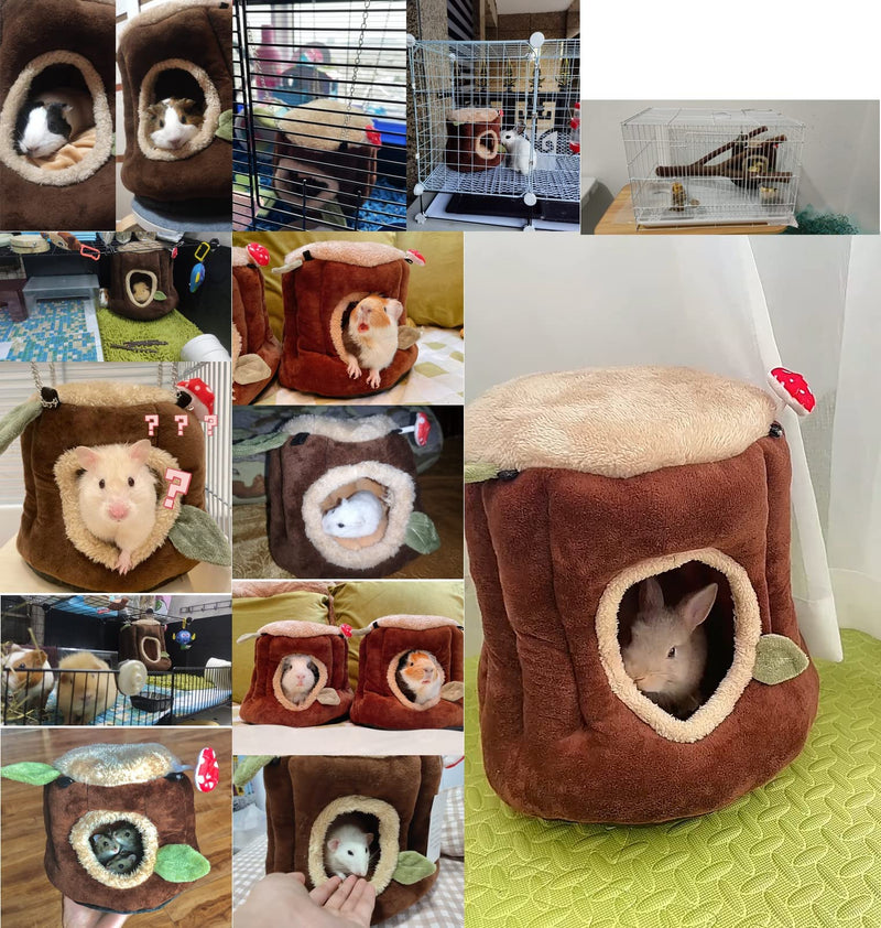 LeerKing Guinea Pig Bed, Cozy Hamster Guinea Pig Hideout House Cage Stuff Accessories for Rat, Bearded Dragon, Chinchilla, Ferett, Hedgehod, Rabbit Large Brown - BeesActive Australia