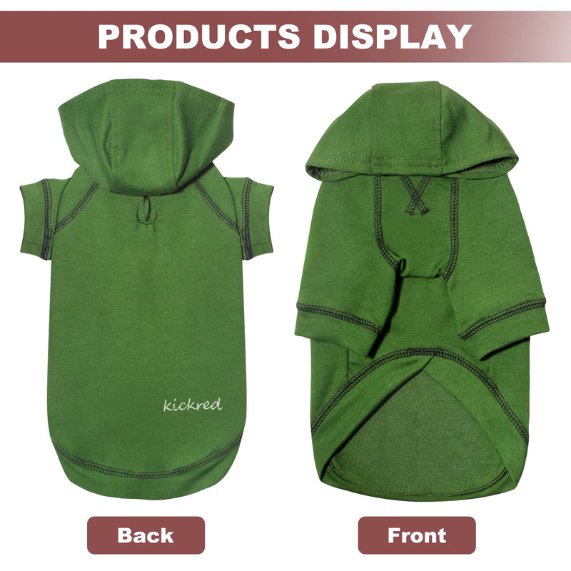 Kickred Basic Dog Hoodie Sweatshirts, Pet Clothes Hoodies Sweater with Hat and Leash Hole, Soft Cotton Outfit Coat for Small Medium Large Dogs XL Army Green - BeesActive Australia