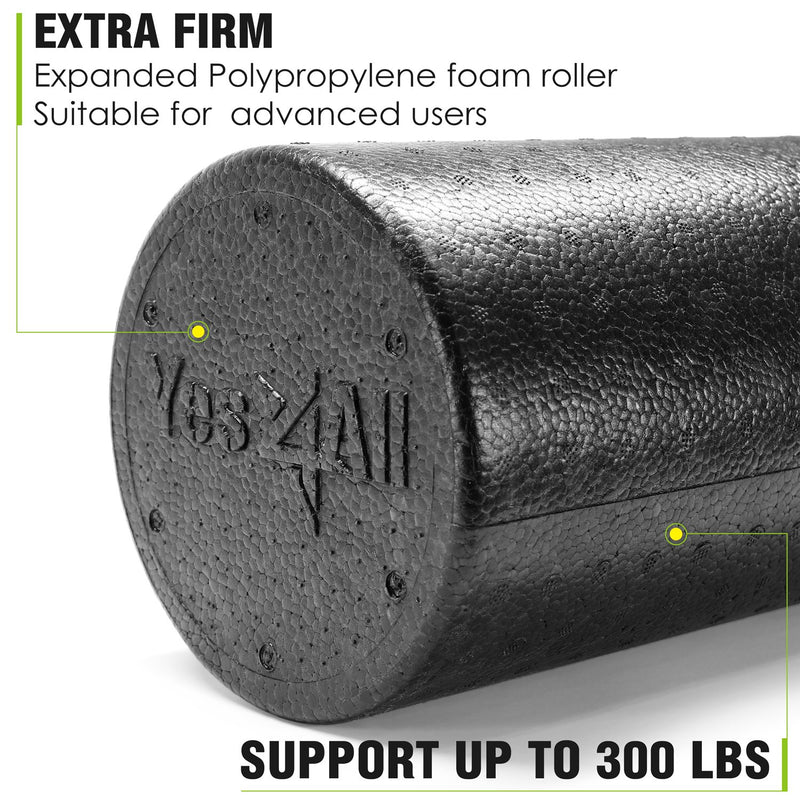 Yes4All EPP Exercise Foam Roller – Extra Firm High Density Foam Roller – Best for Flexibility and Rehab Exercises 12-inch Black - BeesActive Australia