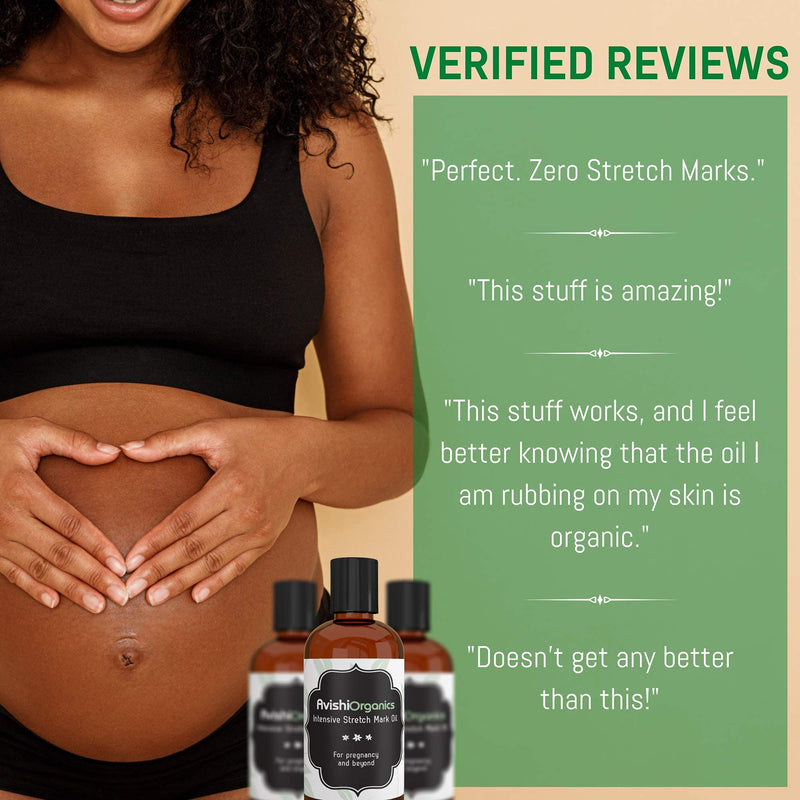 Certified-Organic Intensive Belly & Body Stretch Mark Oil for Pregnancy | Powerful bio-compatible plant-extracts prevent and fade stretch marks better than a stretch mark cream or belly butter - BeesActive Australia