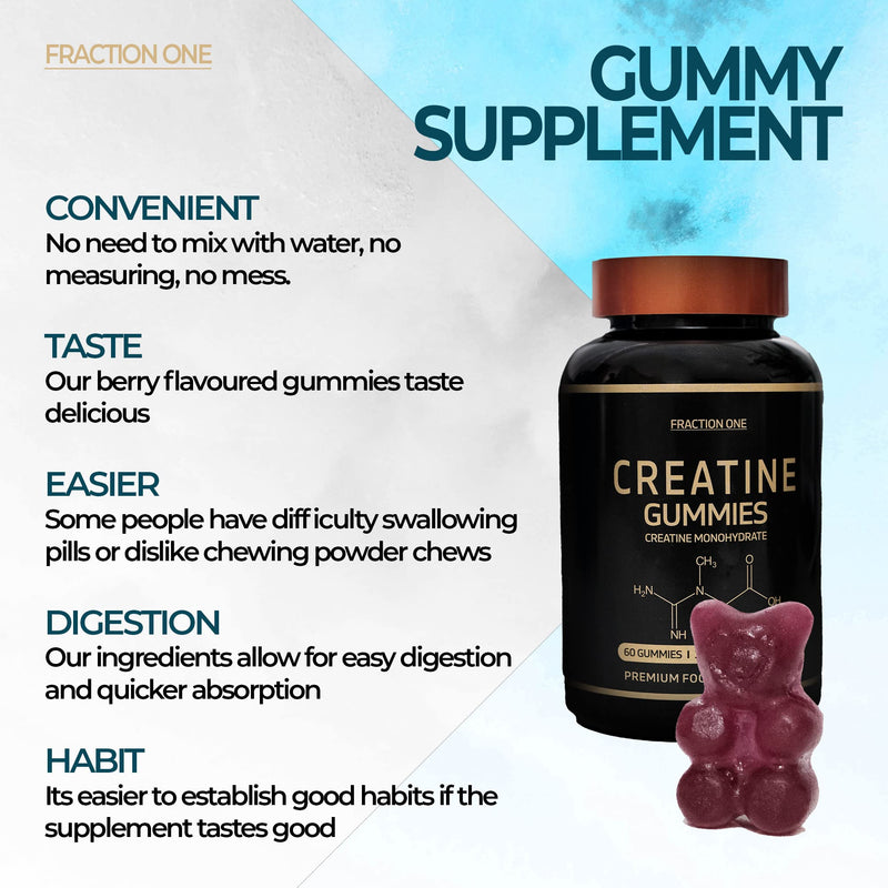 Creatine Gummies - 60 Creatine Gummies - 3000mg of Creatine Monohydrate Per Serving - Berry Flavoured Creatine - Pre Workout Gym Gummy, Suitable for Men & Women - BeesActive Australia