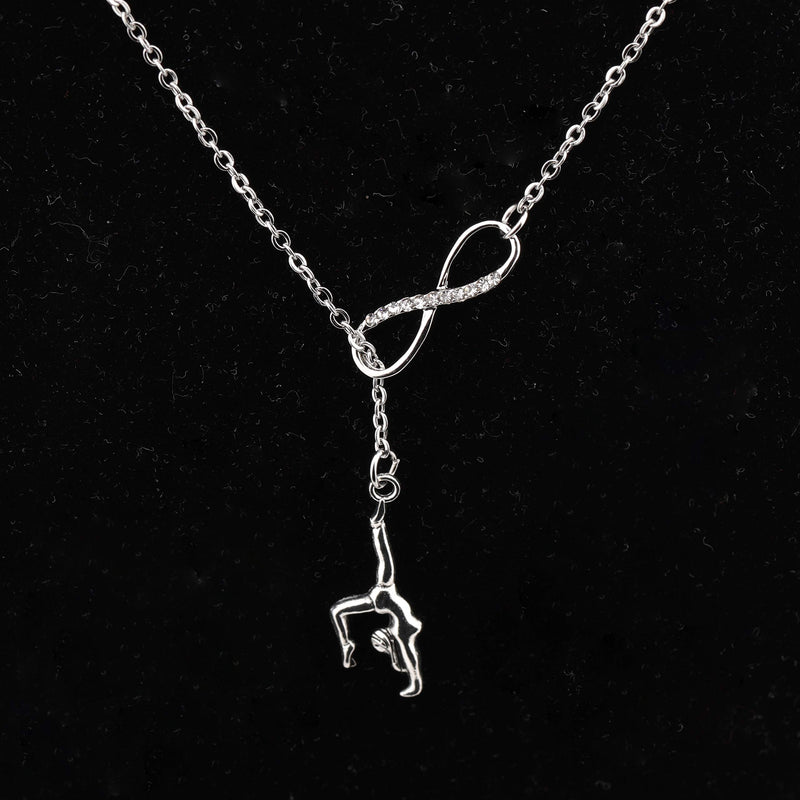 FUSTMW Gymnast Gift Gymnastics Y Necklace Infinity Love Charm Gymnast Jewelry Gymnastics Class Gift for Women Girls silver - BeesActive Australia