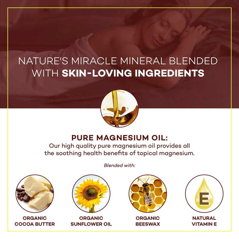 Natural Magnesium Cream for Pain Calm, Leg Cramps, Sleep & Muscle Soreness. With Moisturizing Organic Cocoa Butter and Vitamin E - No Harmful Ingredients. Our USA Made Creme is Safe for Kids (8 fl oz) - BeesActive Australia