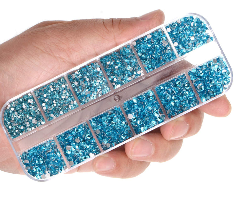 LPBeads 3456 Pieces 6 Sizes Aquamarine Flat Back Round Crystal Rhinestones for Crafts Nails Art Face Makeup Clothes DIY with Pick Up Tweezers and Picking Pen Mix SS4 5 6 8 10 12 - BeesActive Australia