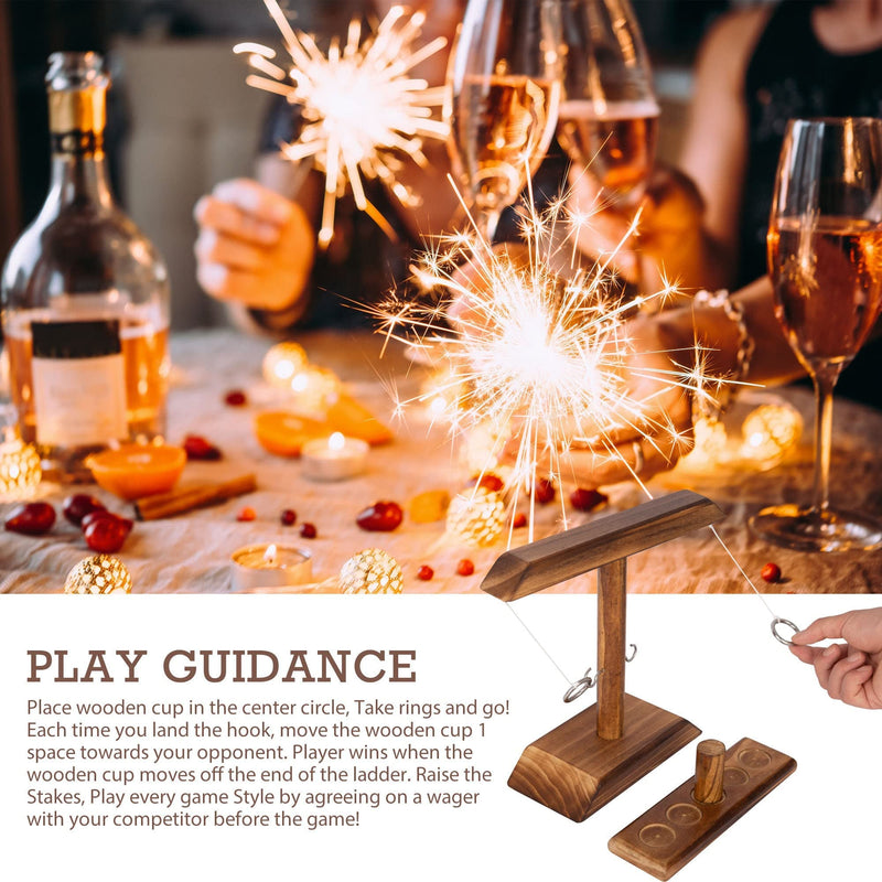 DreamToyz Ring Toss Game, Ring Toss with Shot Ladder, Fun Hook and Ring Game, Handmade Wooden Interactive Game for Home, Party, Him & Her, Brown 9.7" X 9" Median - BeesActive Australia
