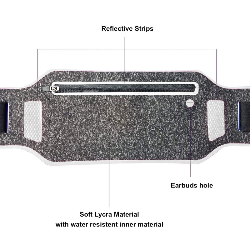 ANJ Outdoors Super Slim Water Resistant Money Belt, Running Belt for Women and Men, Expandable Phone Belt to Hold Cell Phones, Cards, and Money. Ideal Waist Bag Waist Pack for Travel, Sports and Yoga Silver - BeesActive Australia