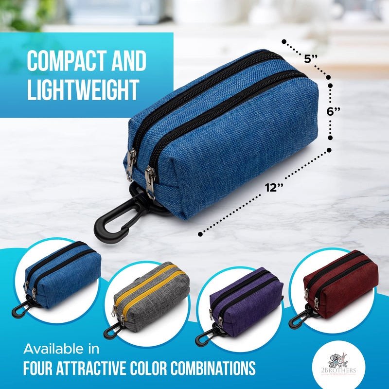 Dog Poop Bag Holder Poop Bag Dispenser – Stylish & Sturdy Poop Bag Holders for Leashes, Bags, Belts & Strollers – Dog Bag Holder with Extra Space – Dog Poop Bag Holder for Leash + Carabiner & Velcro Blue - BeesActive Australia