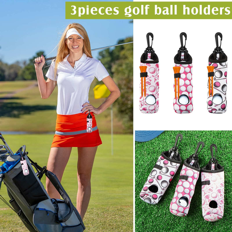 3 Pieces Golf Ball Tee Holder Keychain Belt Clip on Womens Golf Accessories Golf Bag Ball Holder Golf Ball Carry Bag with Light Weight Hook for Girls and Ladies Clubs - BeesActive Australia