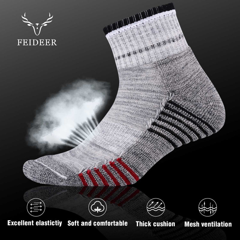 Men's Hiking Walking Socks, FEIDEER Multi-Pack Wicking Cushioned Outdoor Recreation Hiking Crew Socks Black - Quarter 10-13 - BeesActive Australia