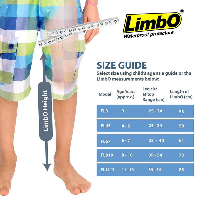 LimbO Waterproof Protectors Cast and Dressing Cover, Child Full Leg 11 to 13 Years old FL1113, 39 to 54 cm Upper Thigh Circumference - BeesActive Australia