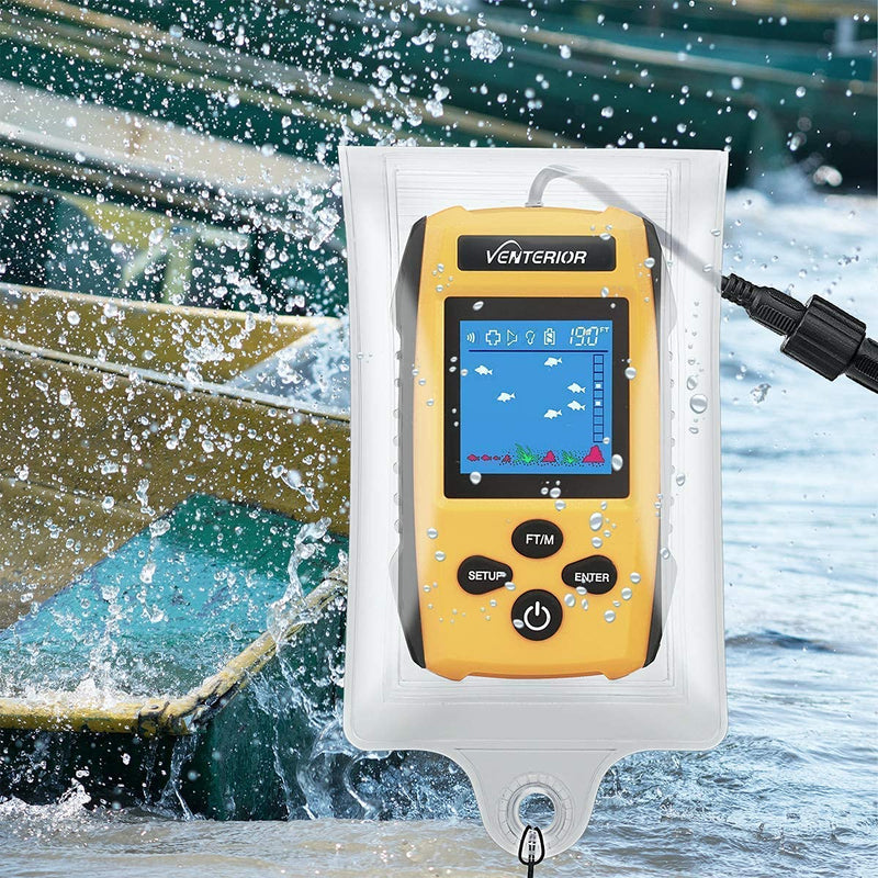 Venterior Portable Fish Finder Water Depth Finder with Sonar Transducer, LCD Display and Water Resistant Bag - BeesActive Australia