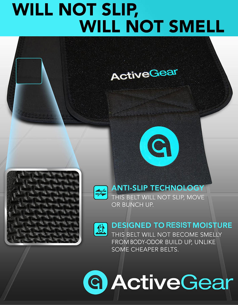 ActiveGear Waist Trimmer Belt Slim Body Sweat Wrap for Stomach and Back Lumbar Support Blue Large - BeesActive Australia