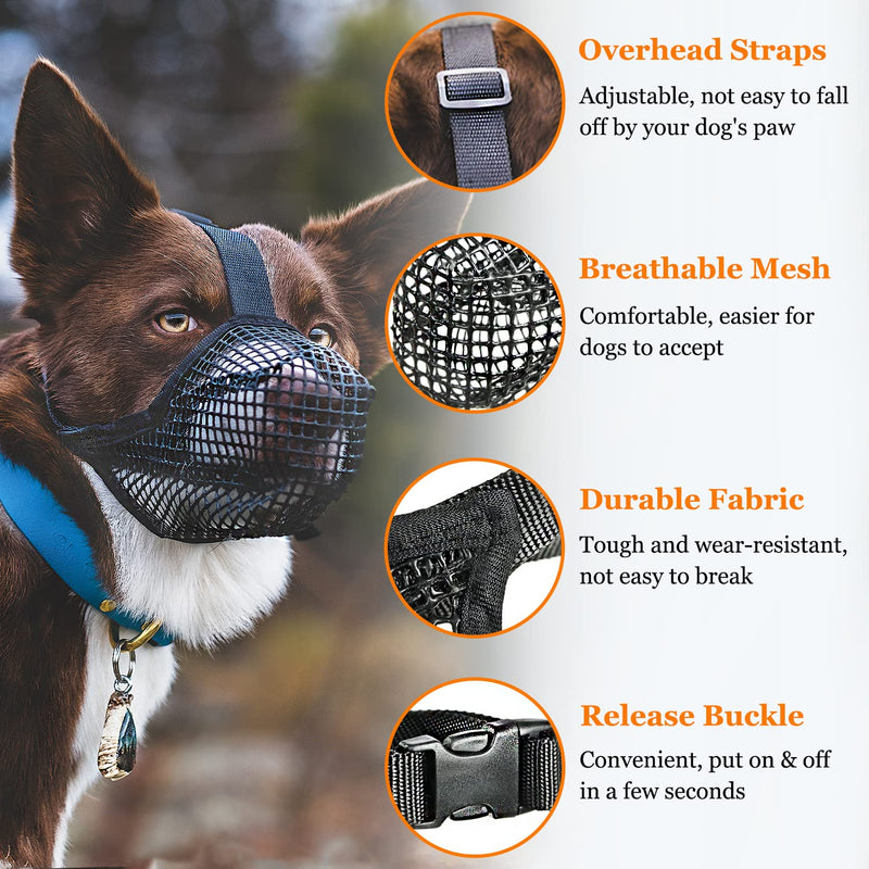 Dog Muzzle, Soft Mesh Muzzle for Small Medium Large Dogs Labrador German Shepherd, Breathable Adjustable Muzzles for Biting, Chewing, Scavenging and Poisoned Bait, Allows Panting and Drinking Black L - BeesActive Australia