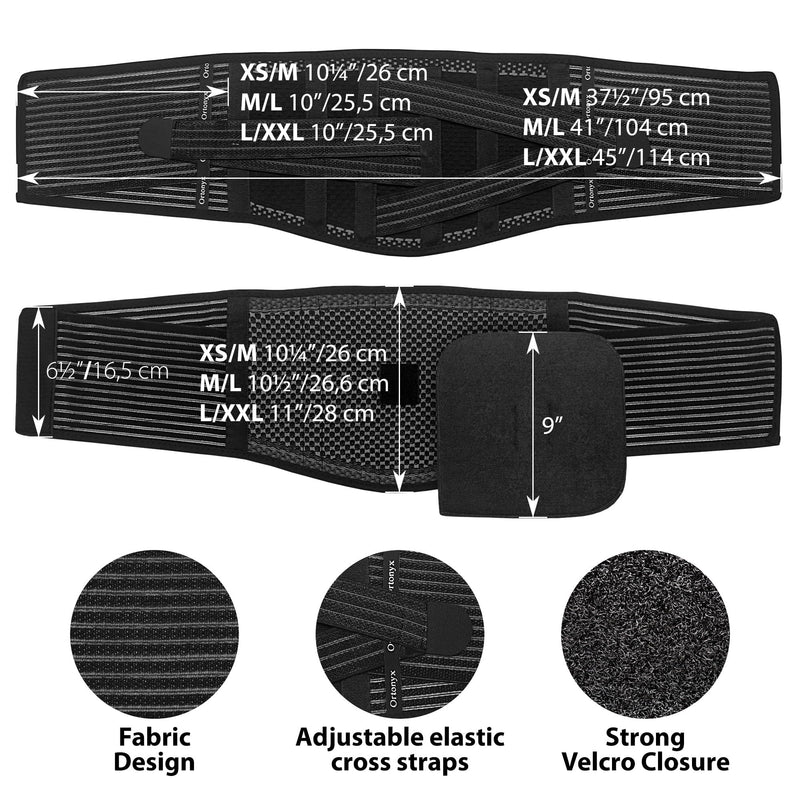 ORTONYX Back Brace for Lower Back Pain, Back Support Belt for Women & Men, Breathable Lower Back Brace with Lumbar Pad, Lower Back Pain Relief for Herniated Disc, Scoliosis, Sciatica/Black L-XXL L-XXL (40"-47.5") Black - BeesActive Australia