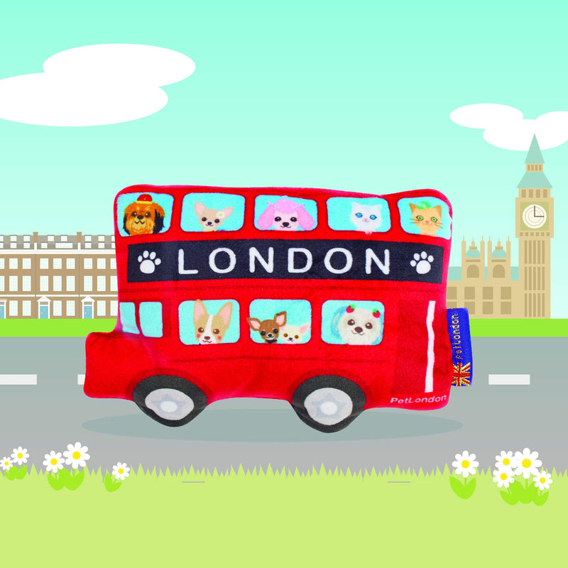 PetLondon Graphical London Red Bus Dog Toy - Fun Printed London Routemaster British Red Soft Plush Toy - 7" - BeesActive Australia