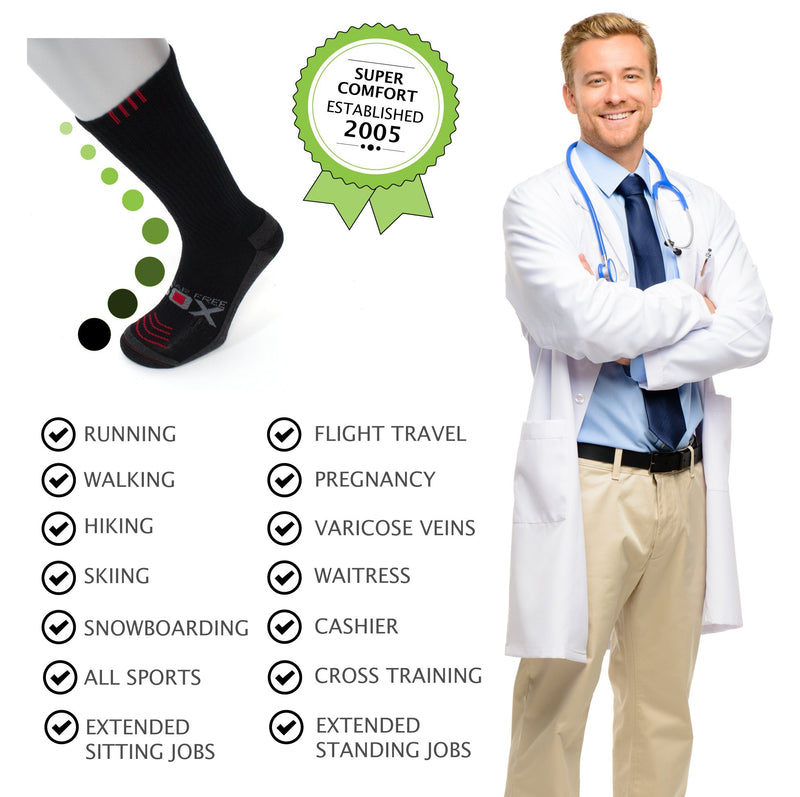 [AUSTRALIA] - Easy Fit Compression Socks | Big & Tall Mens Black (1 pair) | 8-15 mmHg | Size 13-16 