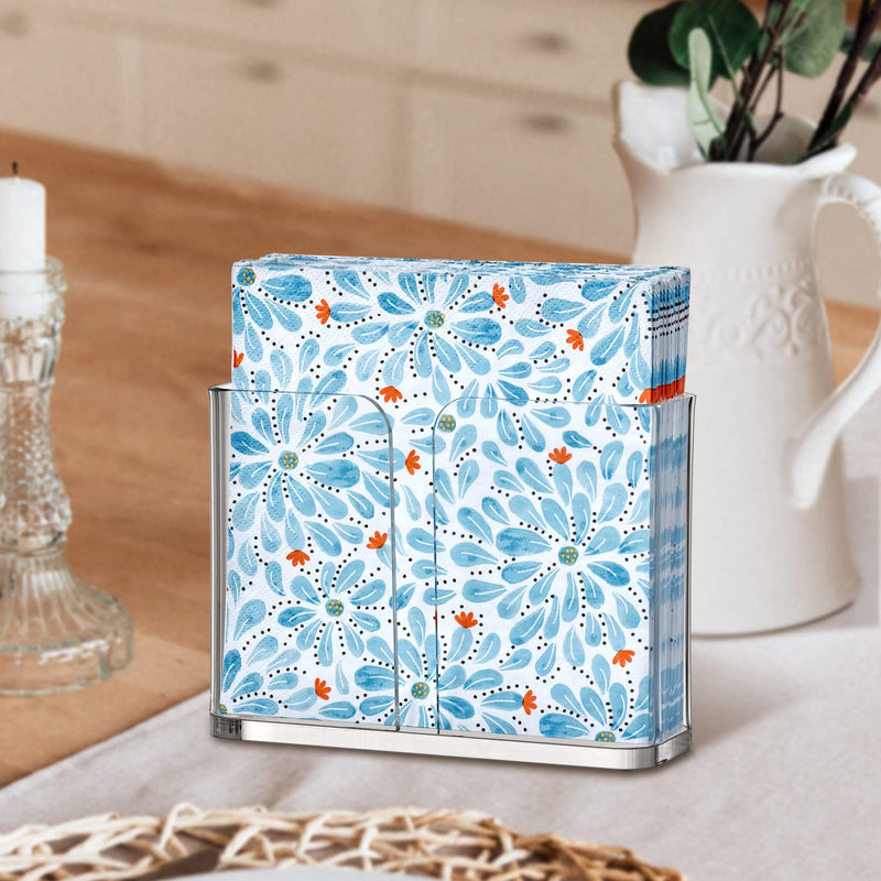 Amazing Abby Acrylic Luncheon Napkin Holder (6.5"x6.5"), Plastic Napkin Dispenser with Non-Slip Pads, Clear Napkin Stand, Great for Kitchen Counter, Dining Table, Bathroom Vanity, and More - BeesActive Australia