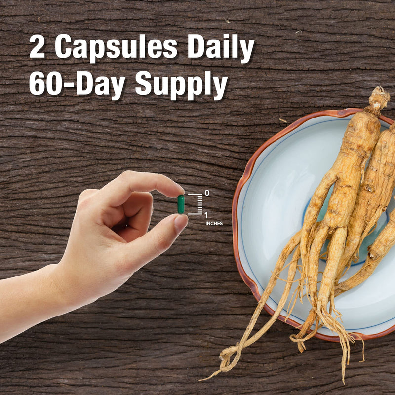 ORZAX Panax Ginseng , Korean Red Ginseng Capsules 30% Ginsenosides, Premium 120 Vegetable Capsules Panax Ginseng 1000 mg , for Energy Boosting , Support Focusing and Performance , Gluten-Free - BeesActive Australia