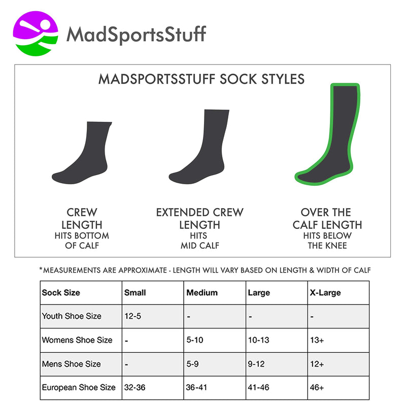 [AUSTRALIA] - MadSportsStuff Crazy Socks with Stars Over The Calf Socks (Multiple Colors) Black/White Medium 