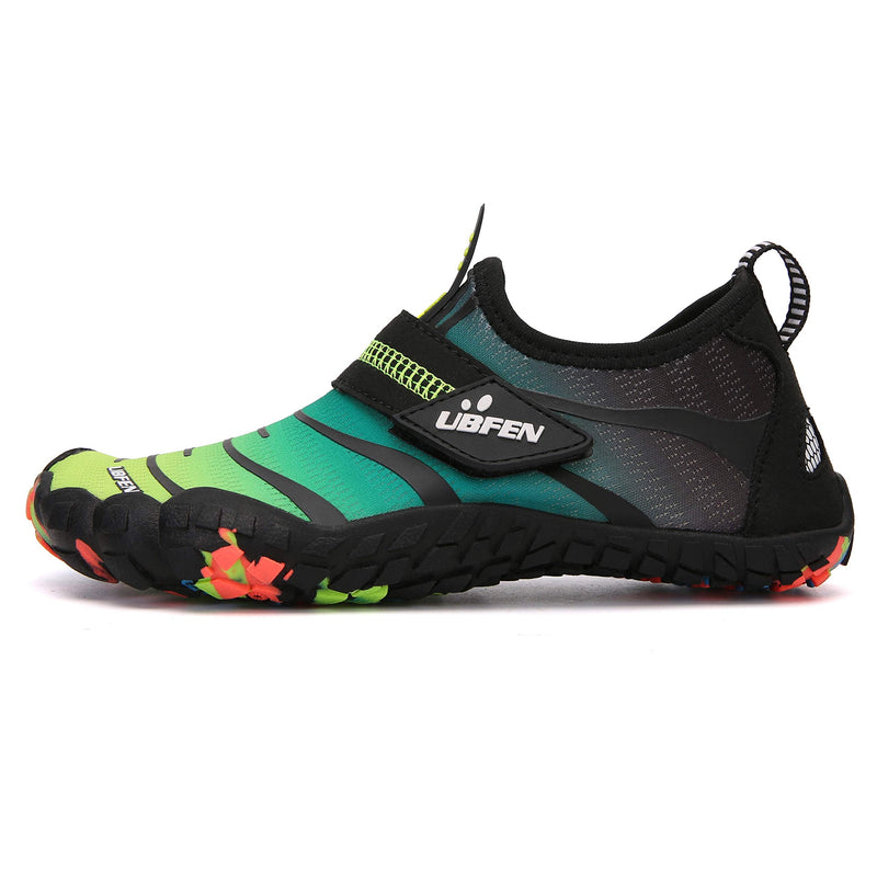 KUBUA Boys Girls Water Shoes Aqua Socks for Kids Quick-Dry Swim Walking Surf Diving Barefoot Pool Beach 1 Big Kid Green Yellow - BeesActive Australia