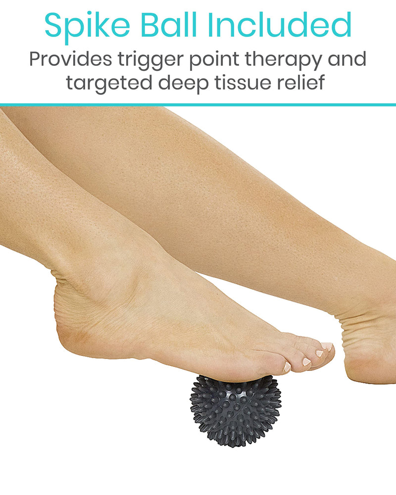 Vive Plantar Fasciitis Night Splint Plus Trigger Point Spike Ball - Soft Leg Brace Support, Orthopedic Sleeping Immobilizer Stretch Boot - Heel Spur, Foot Pain, Achilles Inflammation, Soreness Relief Black Small - BeesActive Australia