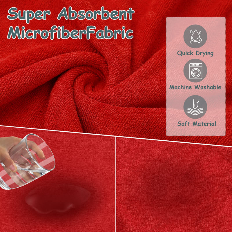 Geyecete Dog Bathrobe Towel Dog Drying Coat Robe Towel-Dry Fast Dog Bag-Microfiber Fabric Fast Drying Super Absorbent Pet Dog Cat Bath Robe Towel Large Red - BeesActive Australia