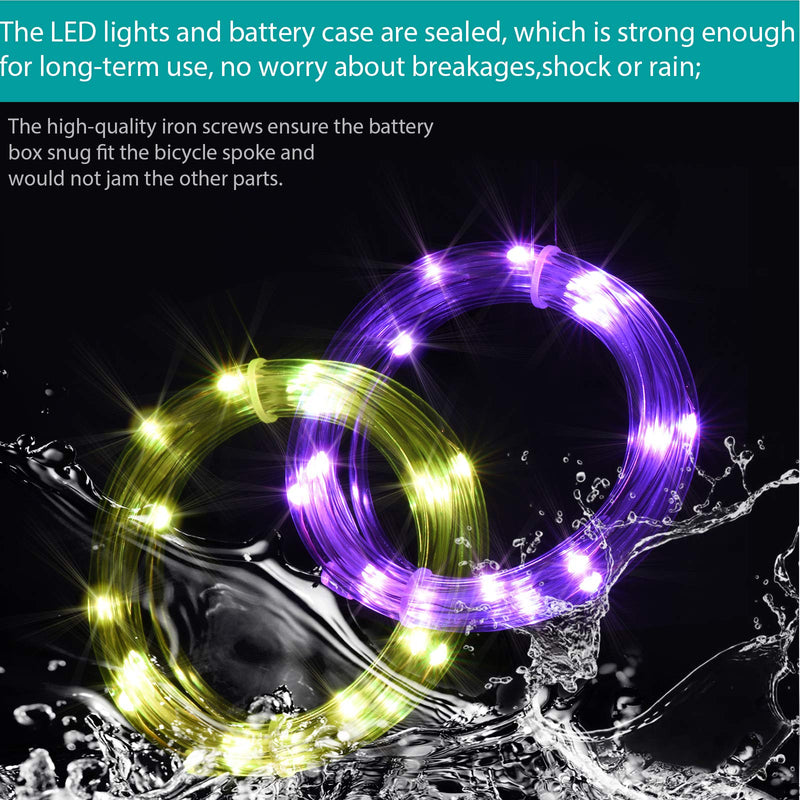 Waybelive LED Bike Frame Lights, Remote Control Bicycle Frame LED Light, 16 Color Change by Yourself, Waterproof, Super Bright to Ride at Night. Good Gift for Kids(1 Tire, Multicolor) - BeesActive Australia