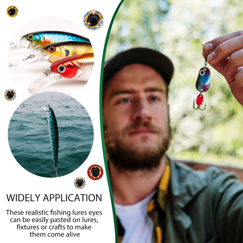 600 Pieces 3D Simulation Fishing Lure Eyes Realistic Artificial Holographic Fake Eyes with 1 Piece Tweezer for DIY Lure Baits Making Fishing Tying Lures Crafts DIY Fishing Lure Accessory - BeesActive Australia