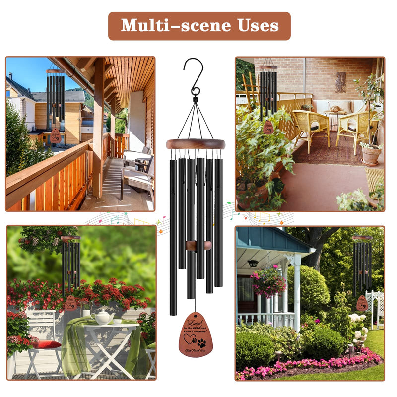 VENBEEL Pet Memorial Gifts, 28" Pet Memorial Wind Chimes, Dog Memorial Gifts, Pet Loss Gifts, Loss of Pet Sympathy Gift, Pet Remembrance Gift in Memory of Dog Cat Black - BeesActive Australia