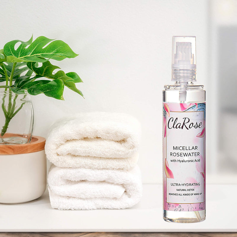 ClaRose Micellar Water with Hyaluronic Acid and 100% Natural Vegan Rosewater, 300 ml, (Pack of 2) - BeesActive Australia
